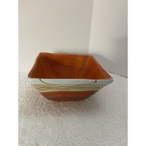 Pier 1 Imports Canyon Stripe Hand Painted Earthenware Soup Cereal Salad Bowl